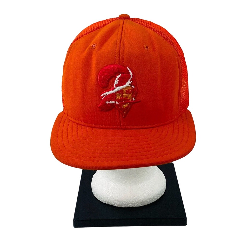 Vtg Buccaneers‎ Large Trucker Hat Snapback Orange Mesh Embroidery Adjustable USA